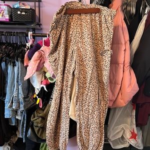 Aerie Linen Blend Cheetah Print Cargo Pants